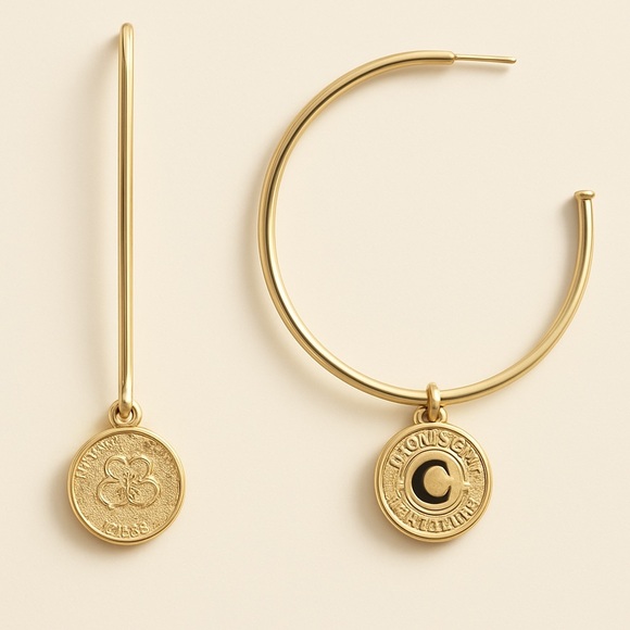 Coach Signature Coin Hoop Earrings - Picture 4 of 5